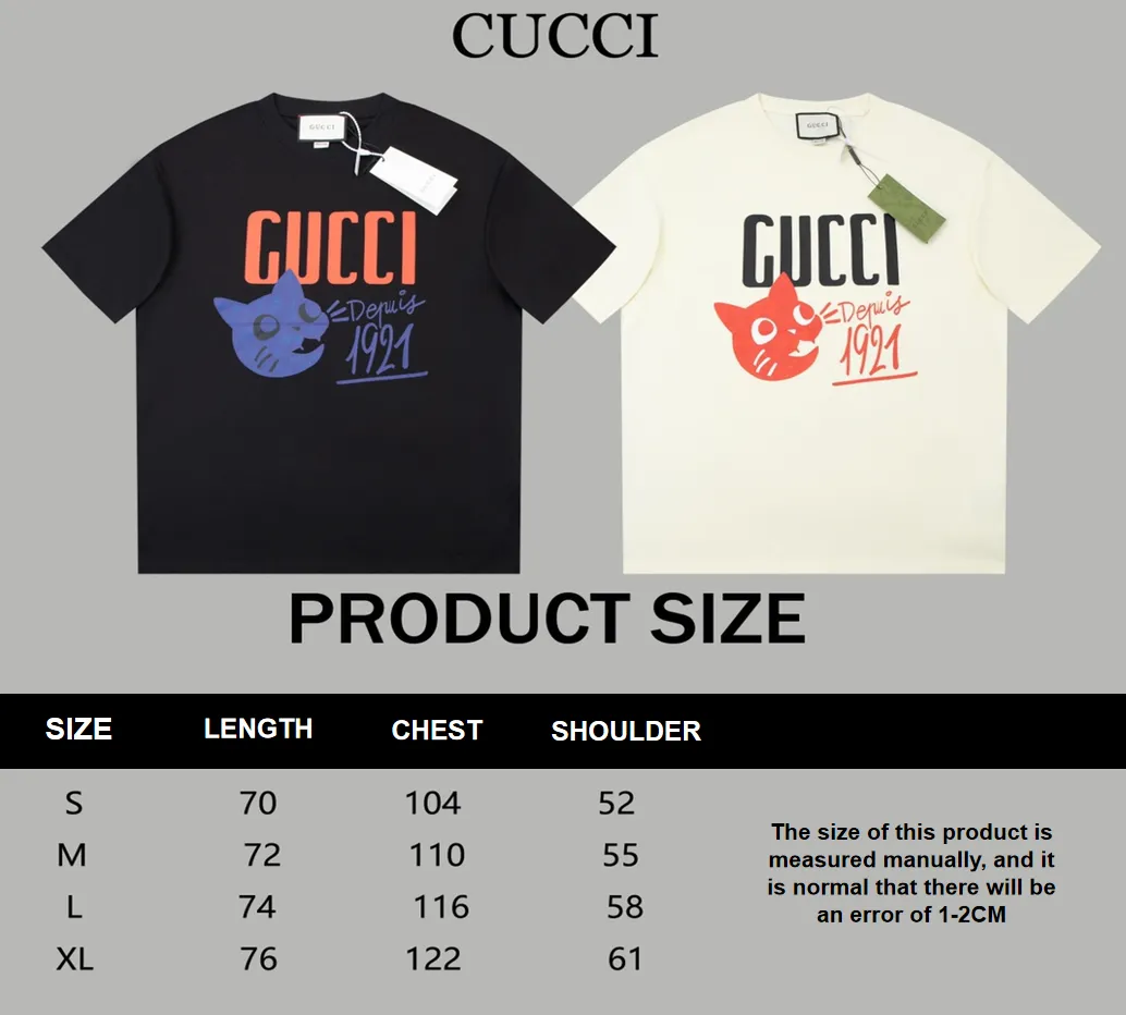 Gucci early spring new kitten head logo T-shirt Black 1.22