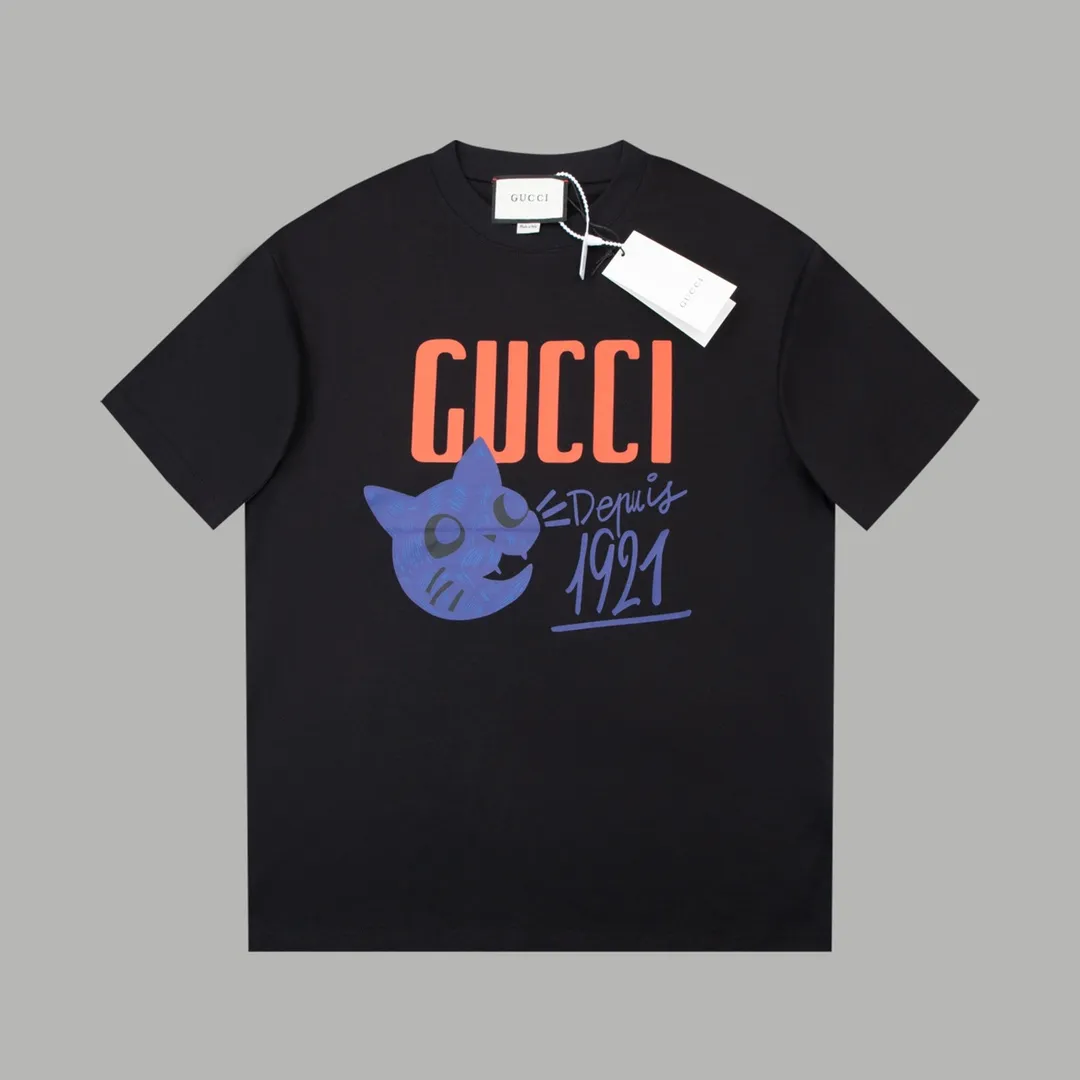 Gucci early spring new kitten head logo T-shirt Black 1.22