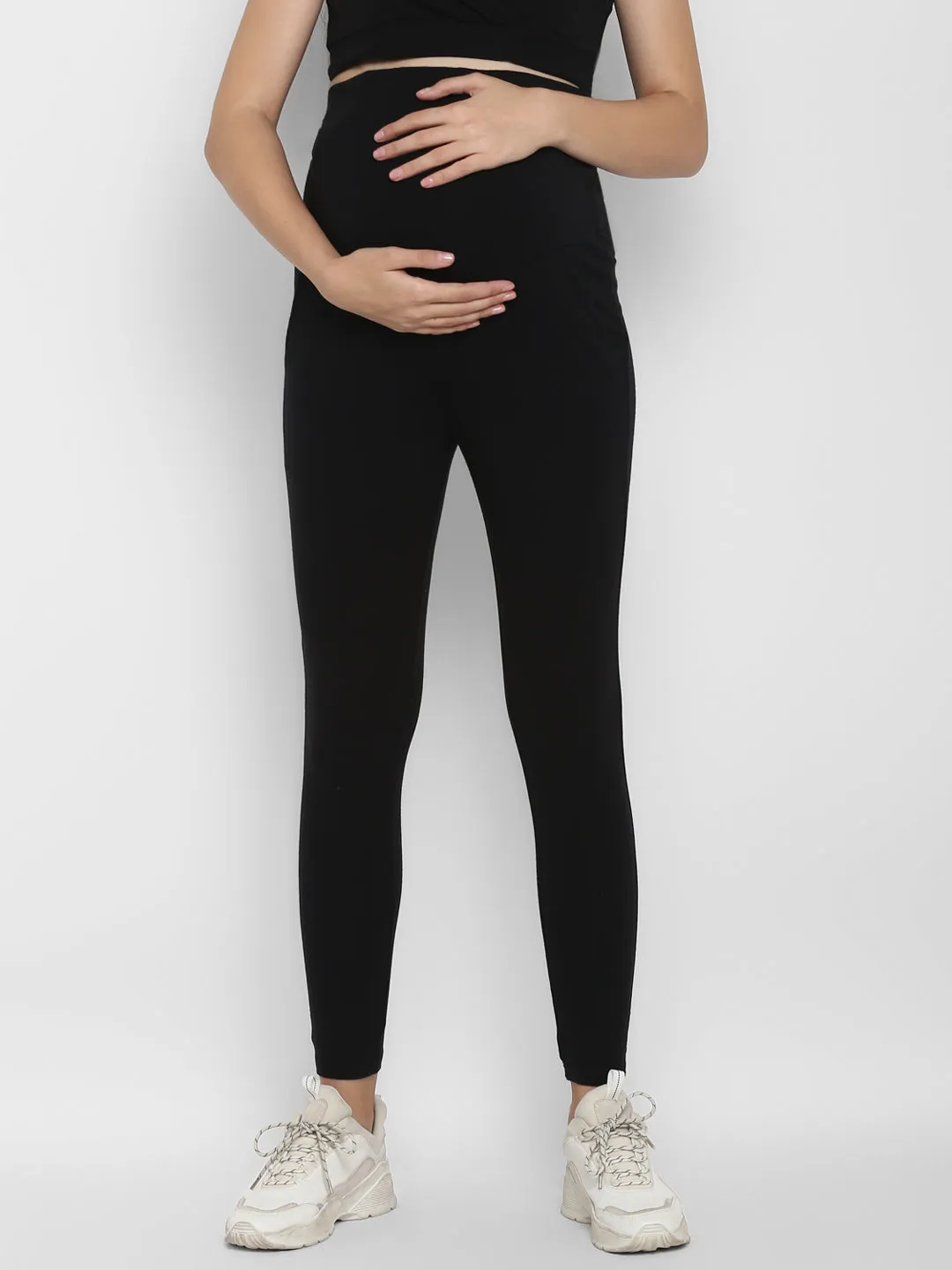 Half Sleeves Maternity Feeding T-Shirt with Over Belly Legging - Electric Blue