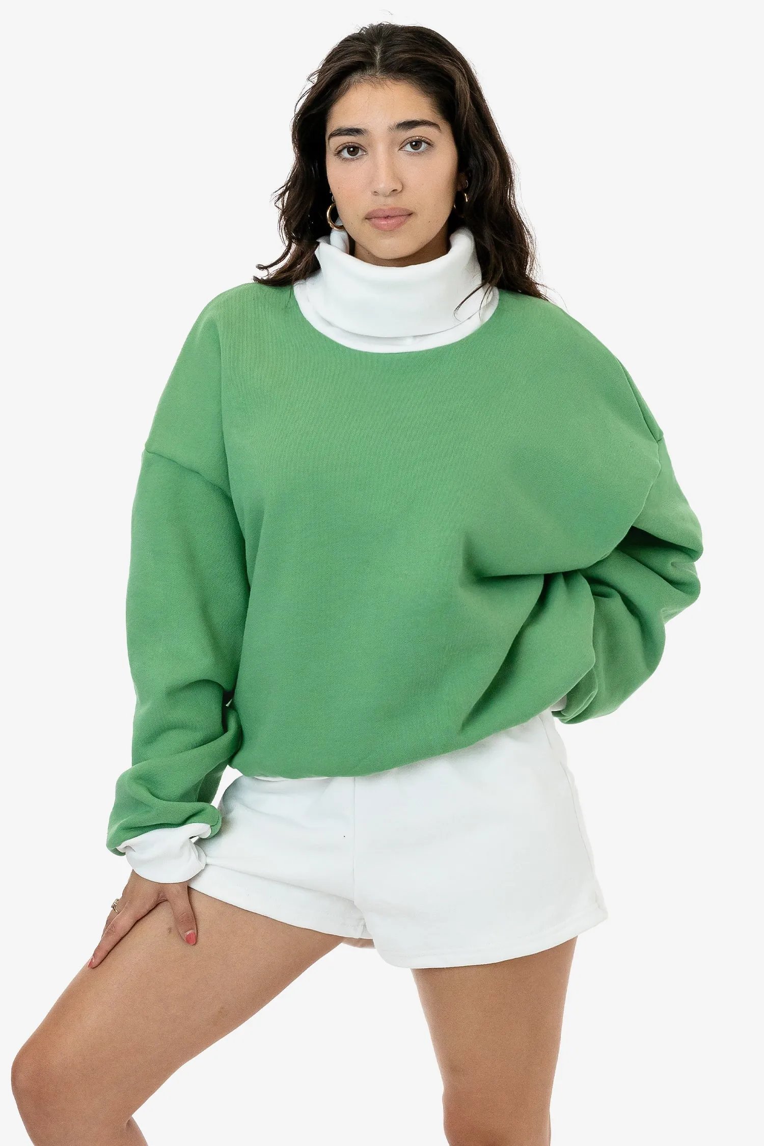 HF-313 - Heavy Fleece Oversized Turtleneck Sweater with Contrast Rib