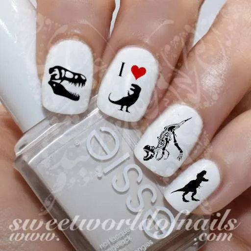 I love Dinosaurs Nail Art Nail Water Decals