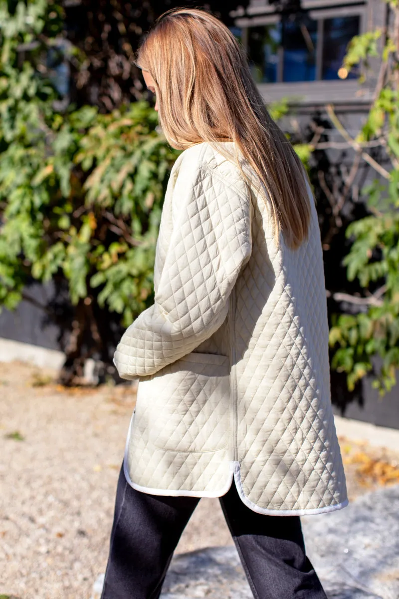 India Quilted Coat - Buttercream Organic