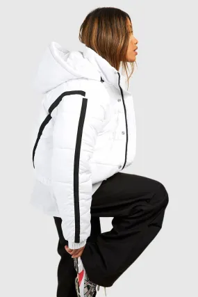 Jackets & Coats | Hooded Contrast Trim Puffer Jacket | boohoo