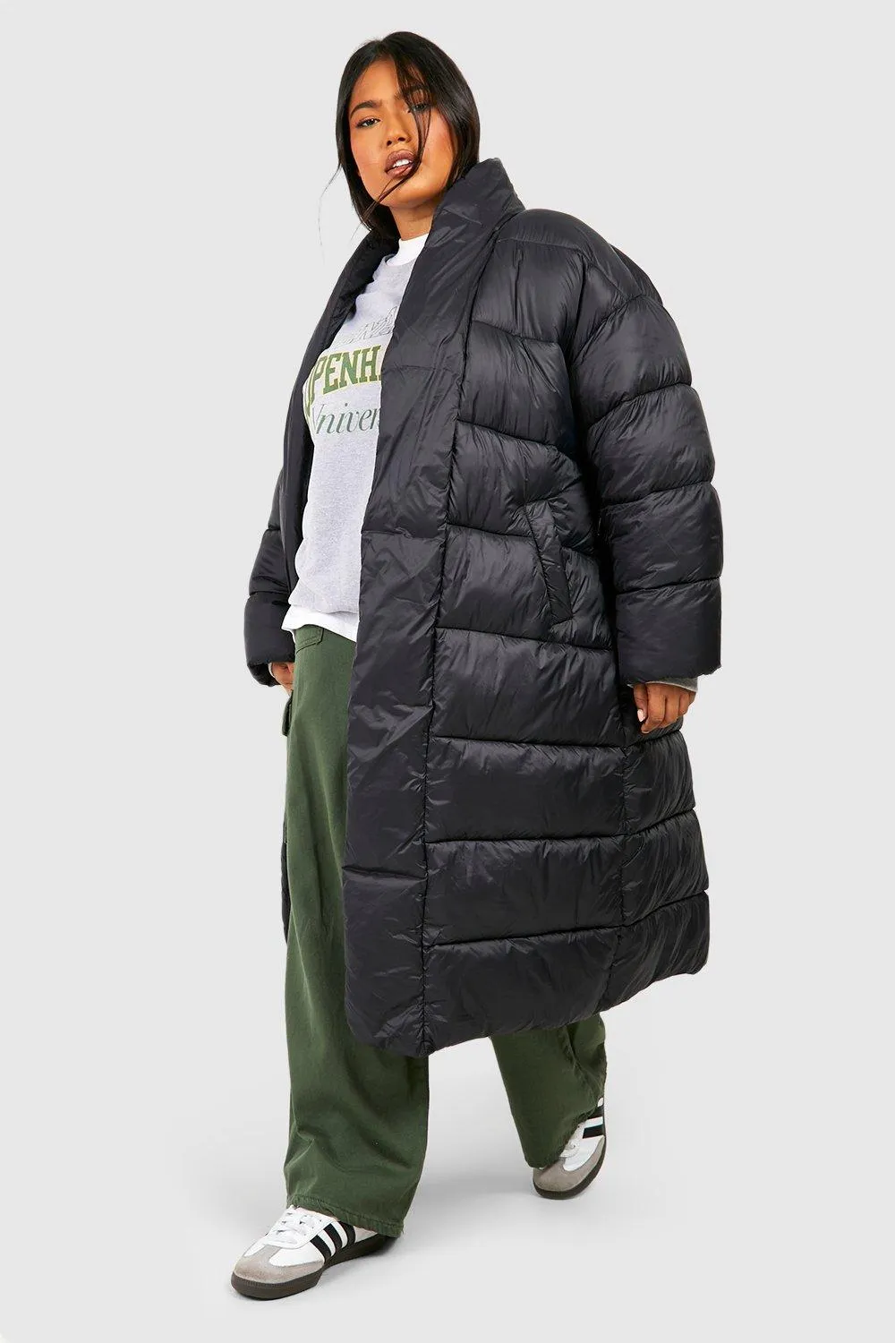 Jackets & Coats | Plus Belted Duvet Puffer Jacket | boohoo