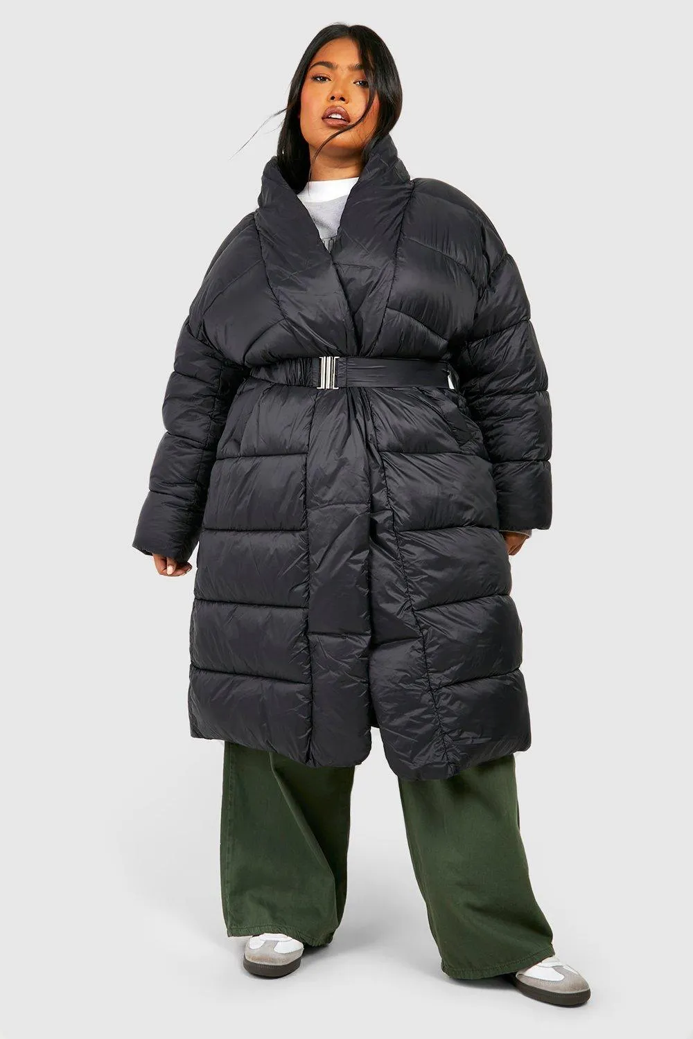 Jackets & Coats | Plus Belted Duvet Puffer Jacket | boohoo