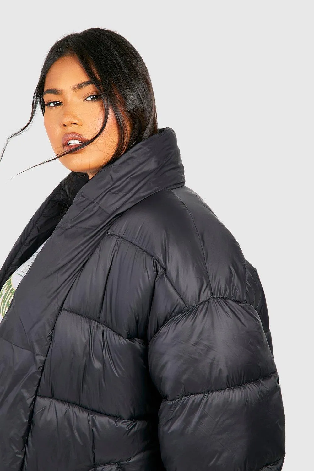 Jackets & Coats | Plus Belted Duvet Puffer Jacket | boohoo