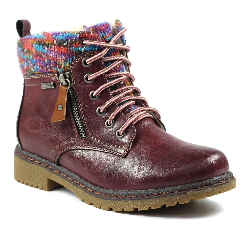 Jalapeno Burgundy Waterproof Ankle Boot GLB099 BU