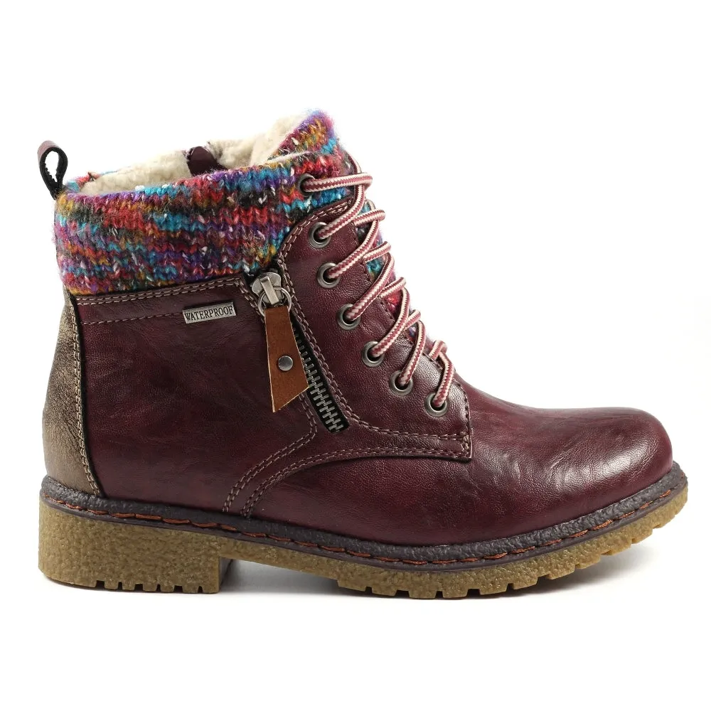 Jalapeno Burgundy Waterproof Ankle Boot GLB099 BU