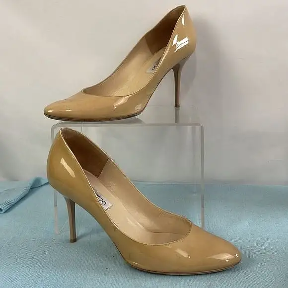 JimmyCho Tan Patent Pump Shoes