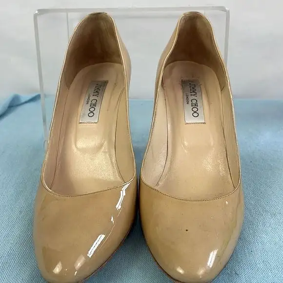 JimmyCho Tan Patent Pump Shoes