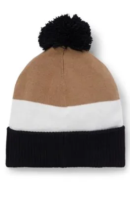 Kids' beanie hat in knitted cotton with pompom