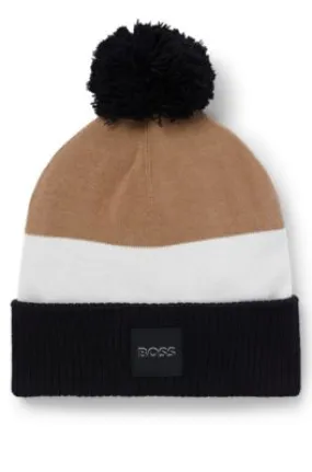 Kids' beanie hat in knitted cotton with pompom