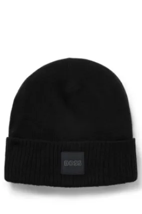 Kids' double-layer beanie hat with branded badge