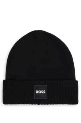 Kids' double-layer beanie hat with logo badge