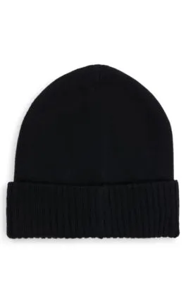 Kids' double-layer beanie hat with logo badge