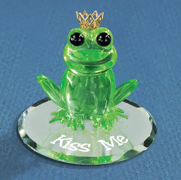 Kiss Me Frog Glass Figurine