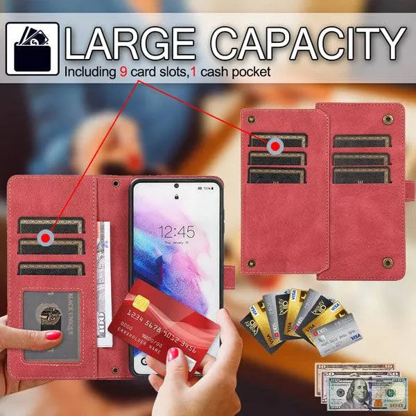 Leather Crossbody Shockproof Wallet Phone Case for Samsung S21 Plus