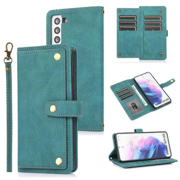 Leather Crossbody Shockproof Wallet Phone Case for Samsung S21 Plus