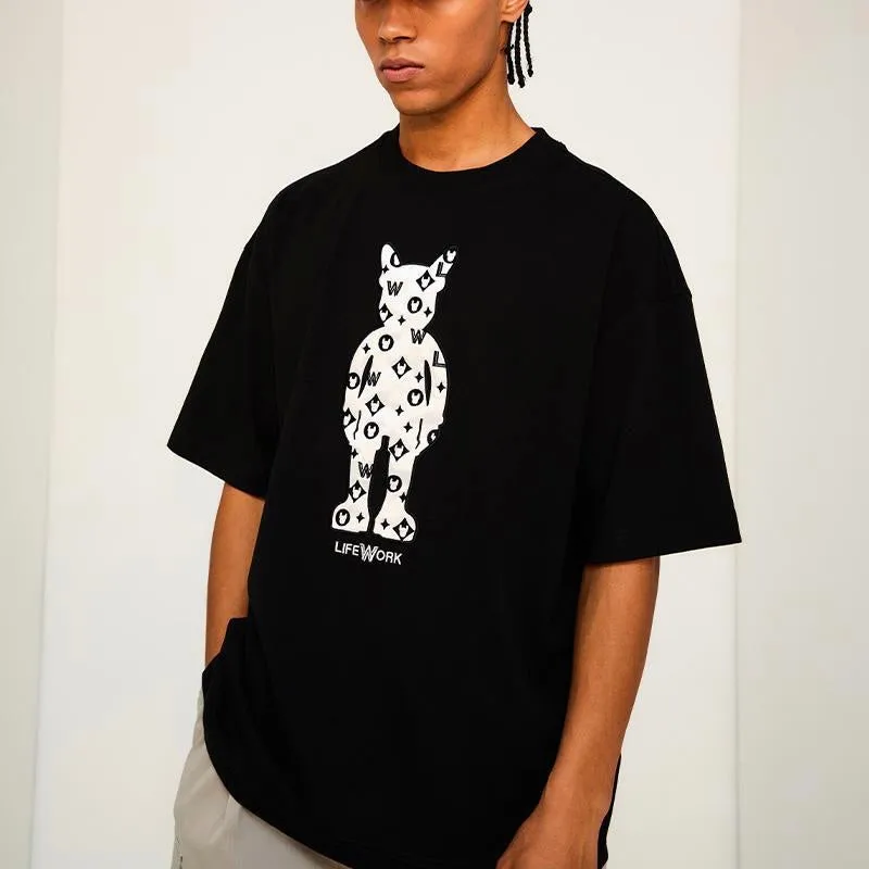 LifeWork Monogram Mascot Patch Embroidered Tee Black