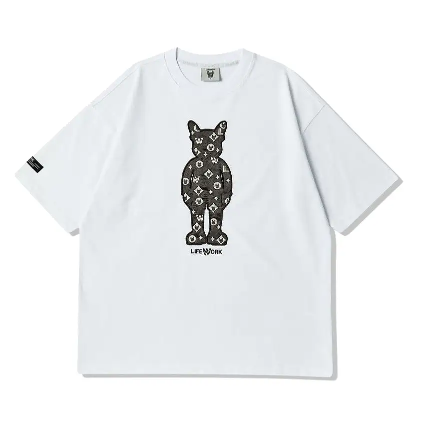 LifeWork Monogram Mascot Patch Embroidered Tee White