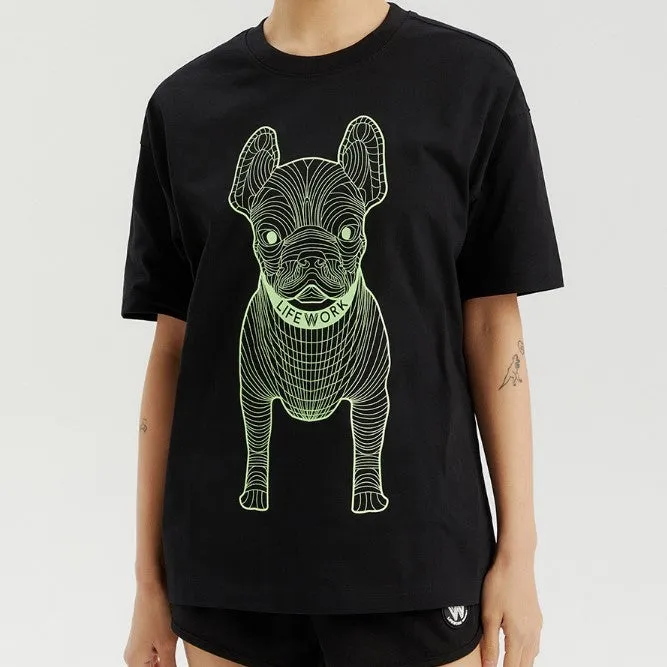 LifeWork Outline Bulldog Tee Black Green