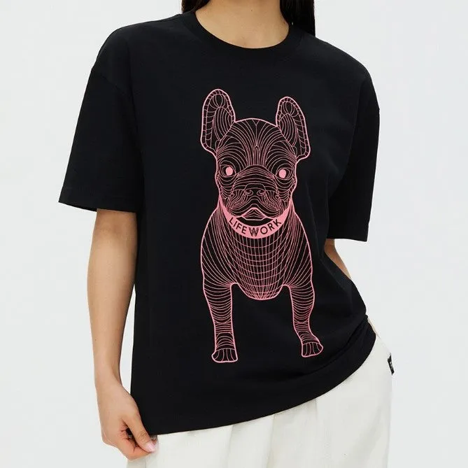 LifeWork Outline Bulldog Tee Black Pink