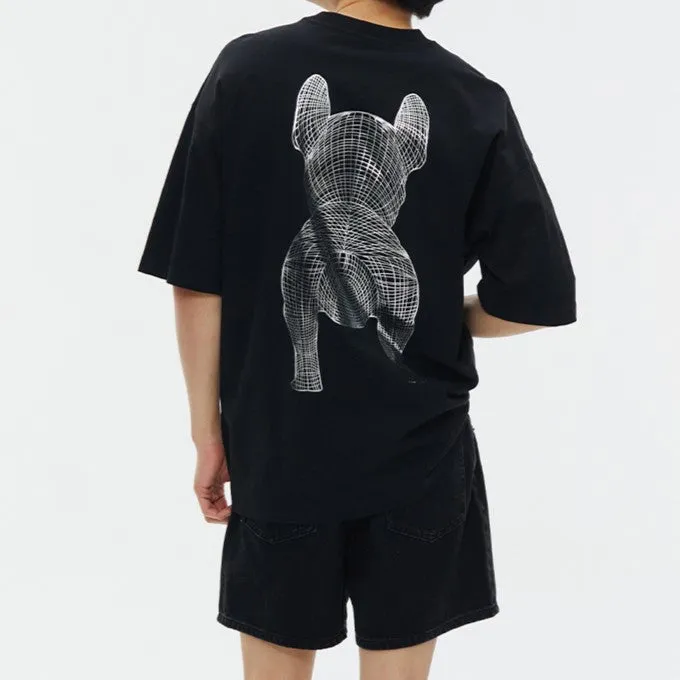 LifeWork Outline Bulldog Tee Black Silver Foil