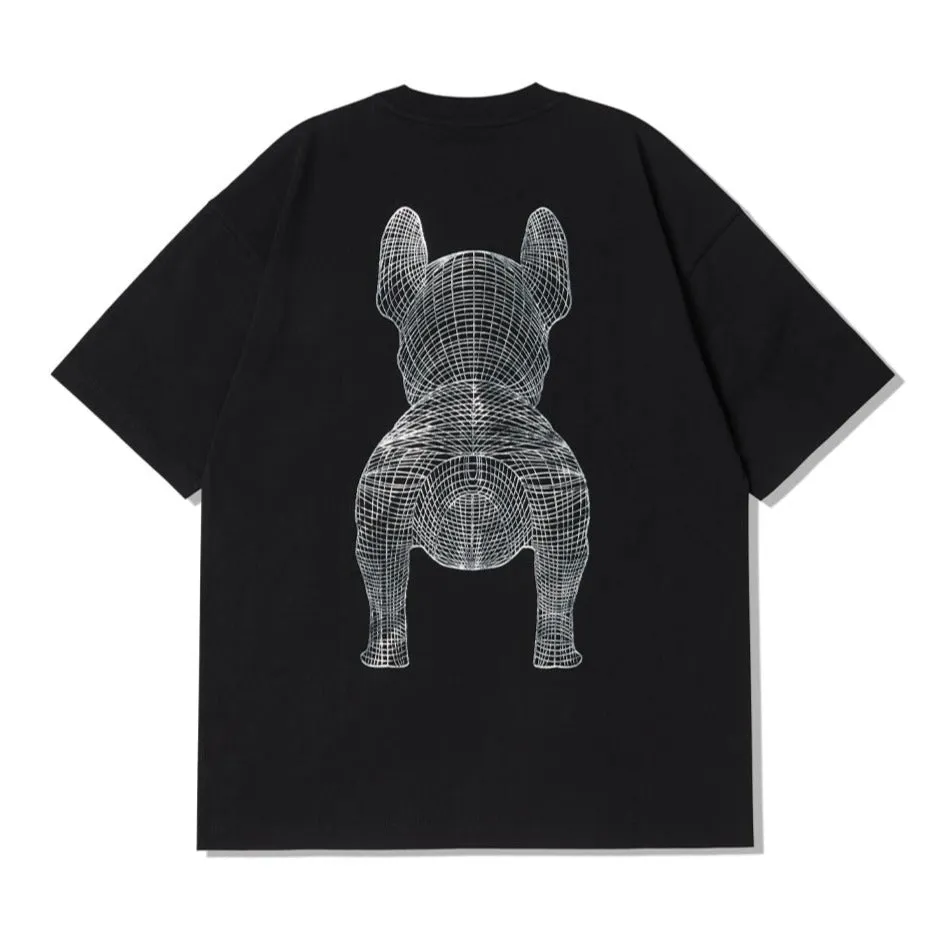 LifeWork Outline Bulldog Tee Black Silver Foil