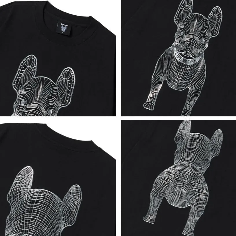 LifeWork Outline Bulldog Tee Black Silver Foil