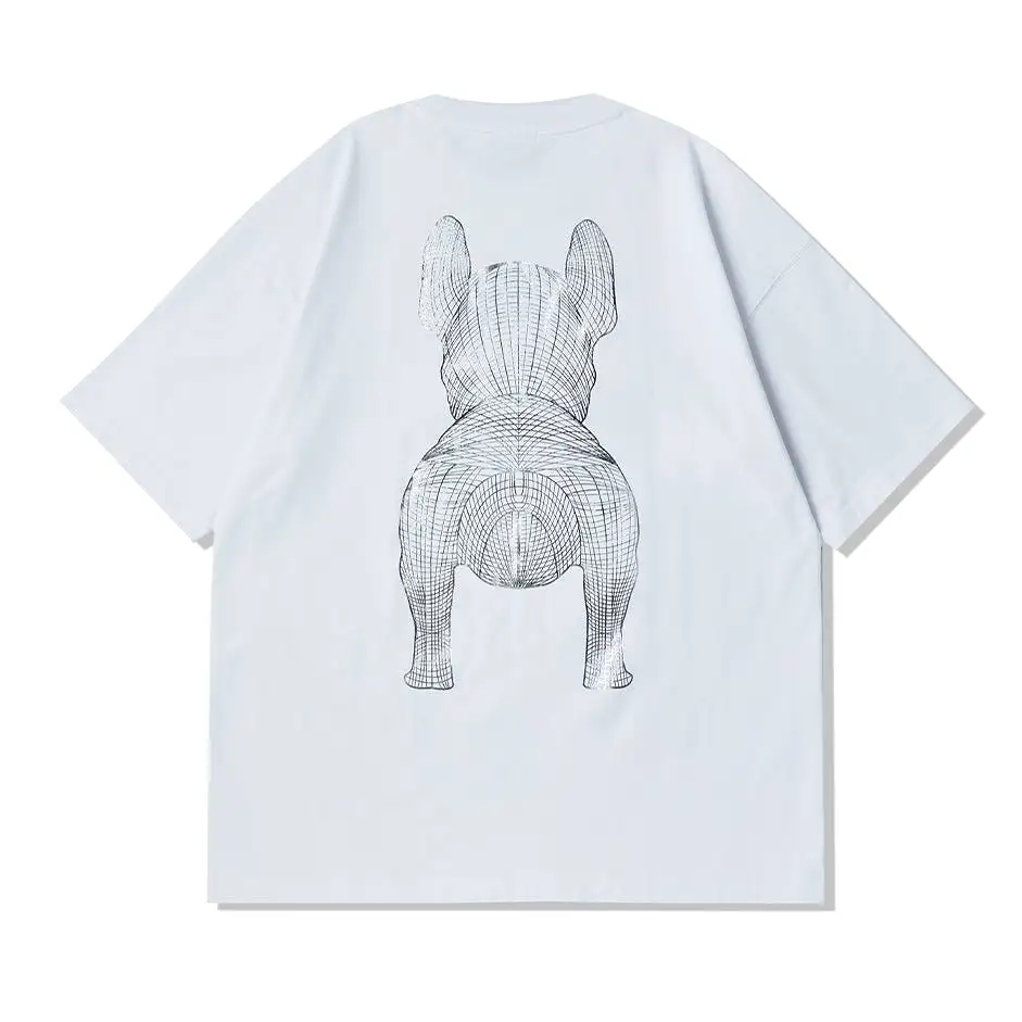 LifeWork Outline Bulldog Tee White Silver Foil