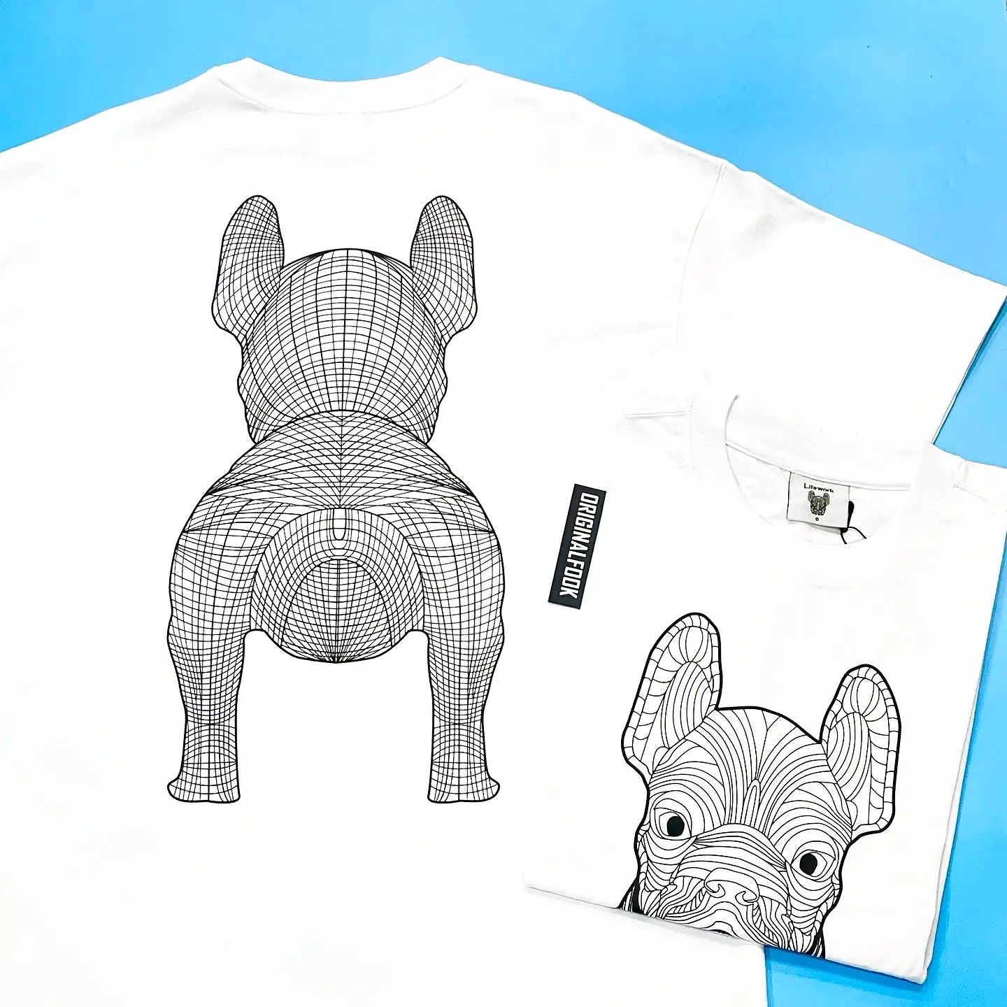 LifeWork Outline Bulldog Tee White