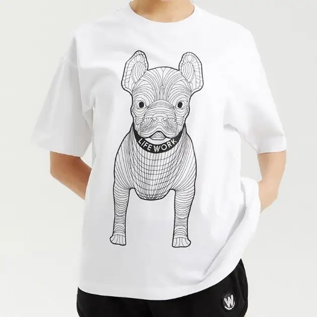 LifeWork Outline Bulldog Tee White