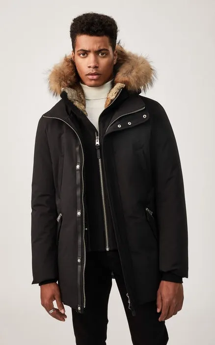 Mackage Men's EDWARD-R Black hip length down winter parka with fur