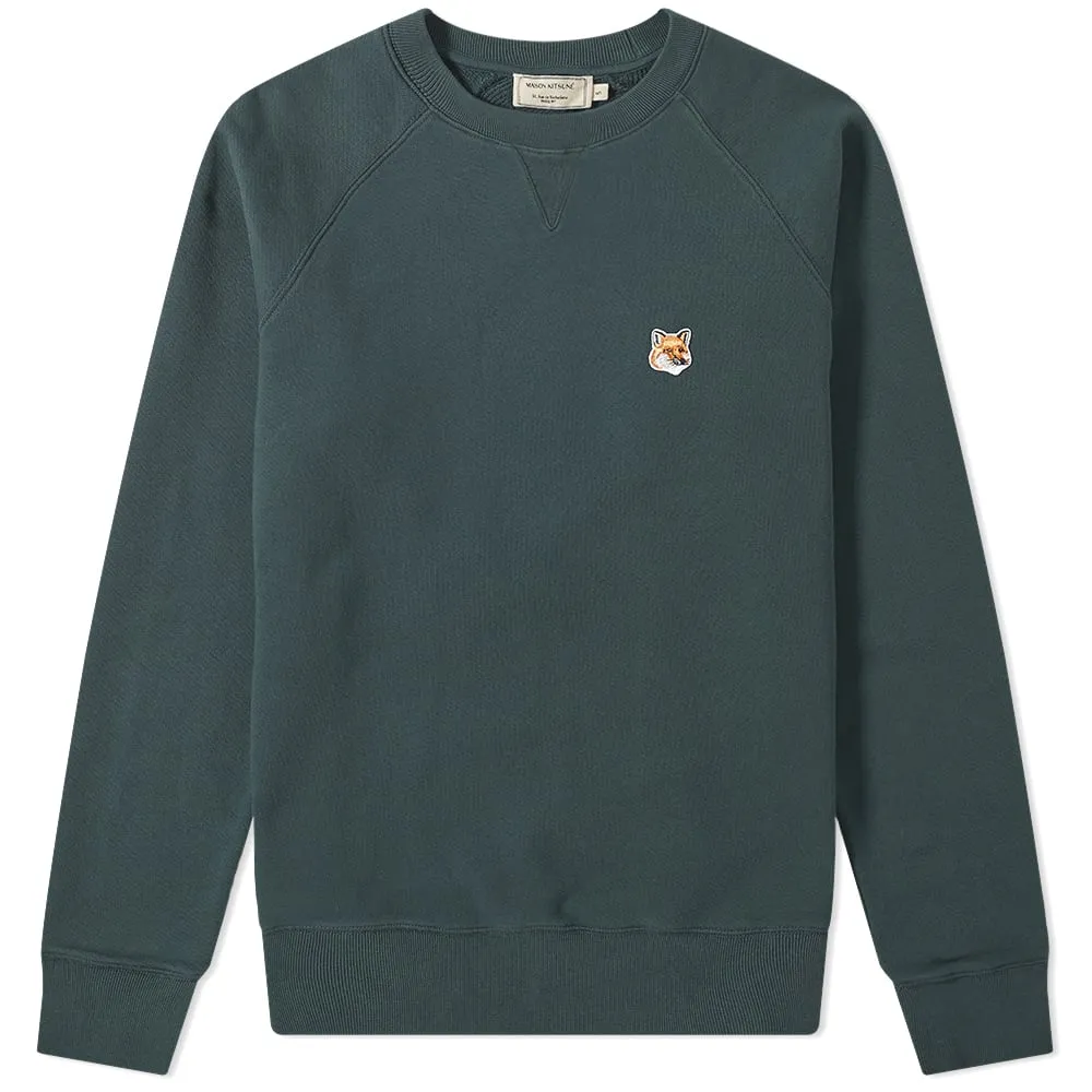 Maison Kitsuné Fox Head Patch Crew SweatForest Green