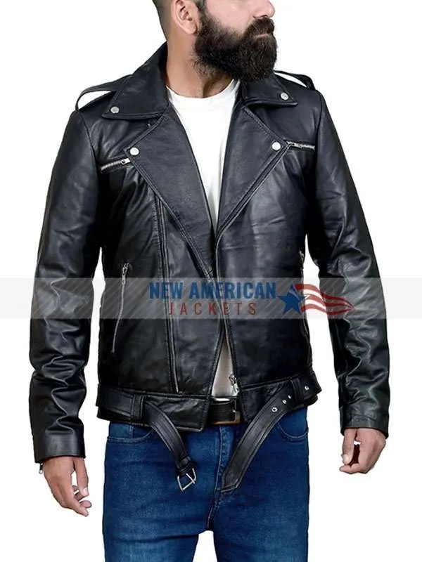 Mens Classic Leather Motorcycle Jacket - New American Jackets