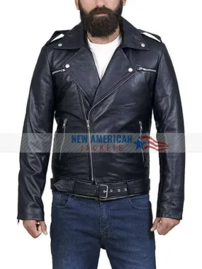 Mens Classic Leather Motorcycle Jacket - New American Jackets