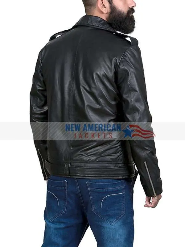 Mens Classic Leather Motorcycle Jacket - New American Jackets