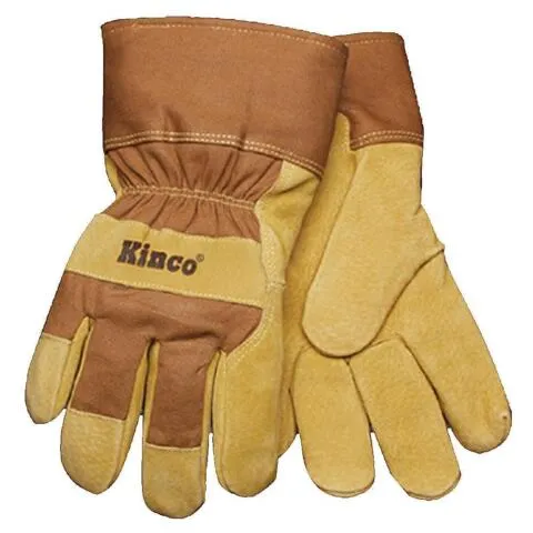 Men's Lined Waterproof Suede Pigskin Gloves - Brown - 1958