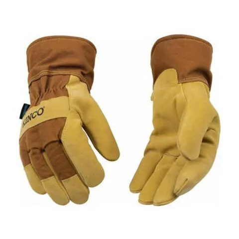 Men's Lined Waterproof Suede Pigskin Gloves - Brown - 1958