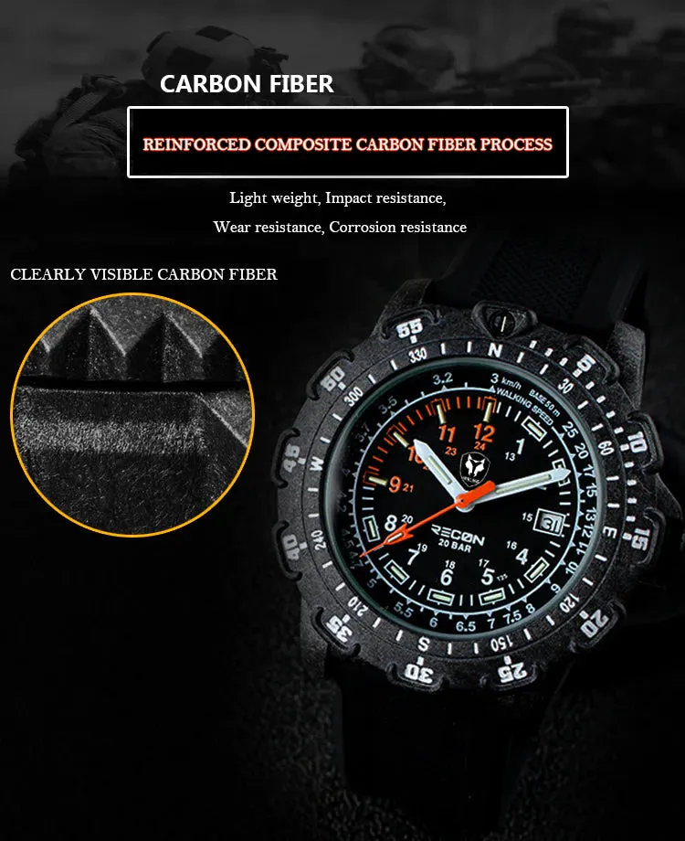 Men's Luminous Military 200M Diving Waterproof Quartz Wrist Watch