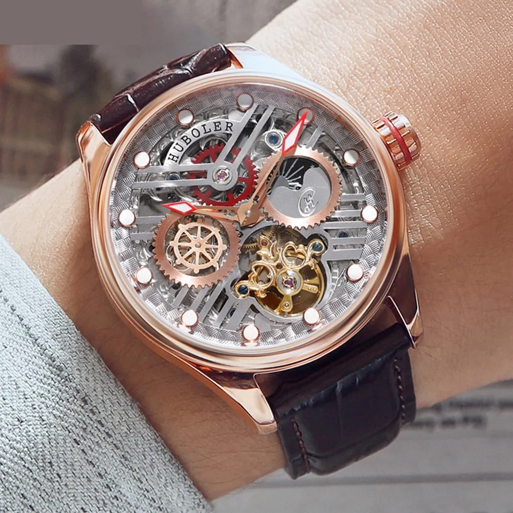 Men's Stainless Steel Waterproof Automatic Mechanical Tourbillon Watch