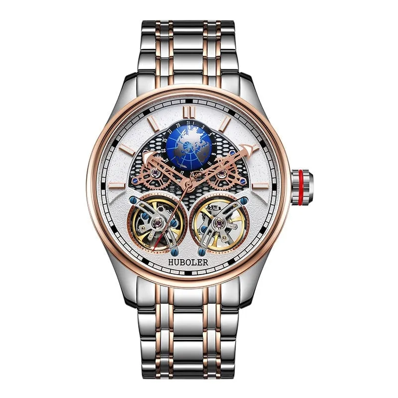 Men's Stainless Steel Waterproof Automatic Mechanical Tourbillon Watch