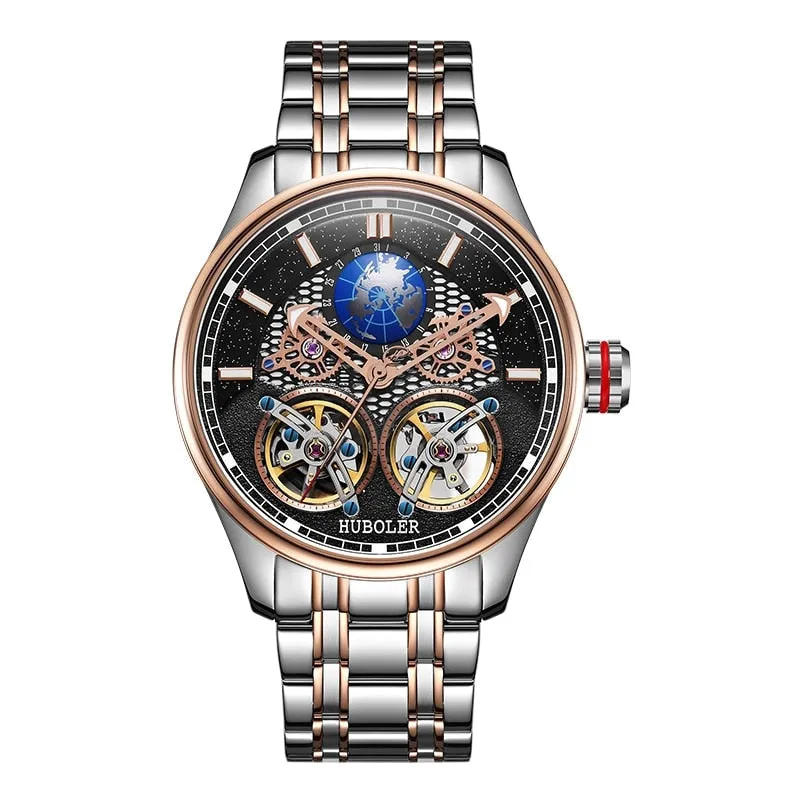 Men's Stainless Steel Waterproof Automatic Mechanical Tourbillon Watch