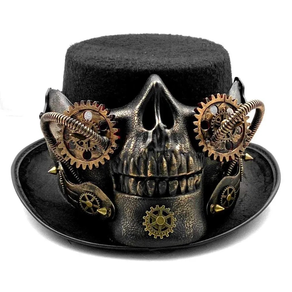 Men's Steampunk Skeleton Gothic Skull Gears Party Punk Top Hat