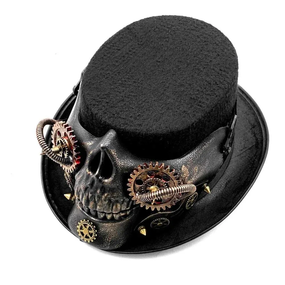 Men's Steampunk Skeleton Gothic Skull Gears Party Punk Top Hat