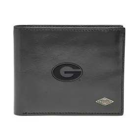 Men's Fossil Black Georgia Bulldogs Ryan RFID Flip ID Bi-Fold Wallet