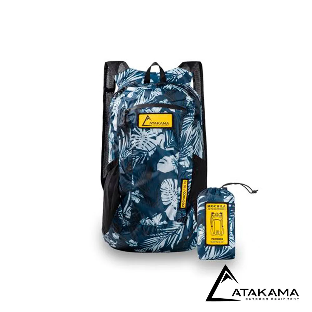 Mochila Plegable Pochoco 16L Edición Limitada Azul Flores - Atakama Outdoor