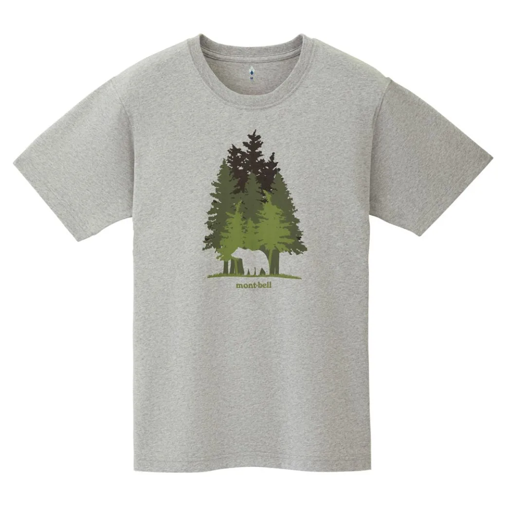 Montbell T-Shirt Unisex Pear Skin Cotton T Mori To Kuma Heather Gray White