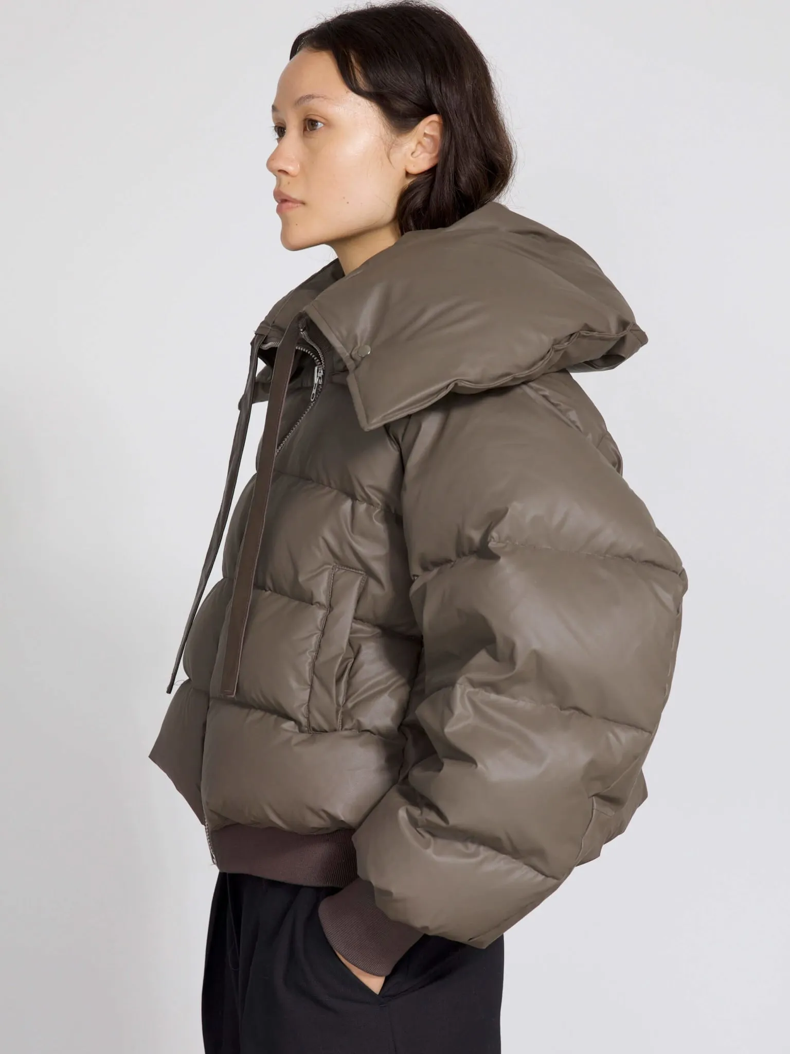 MORGAN PUFFER JACKET - GREY/BROWN