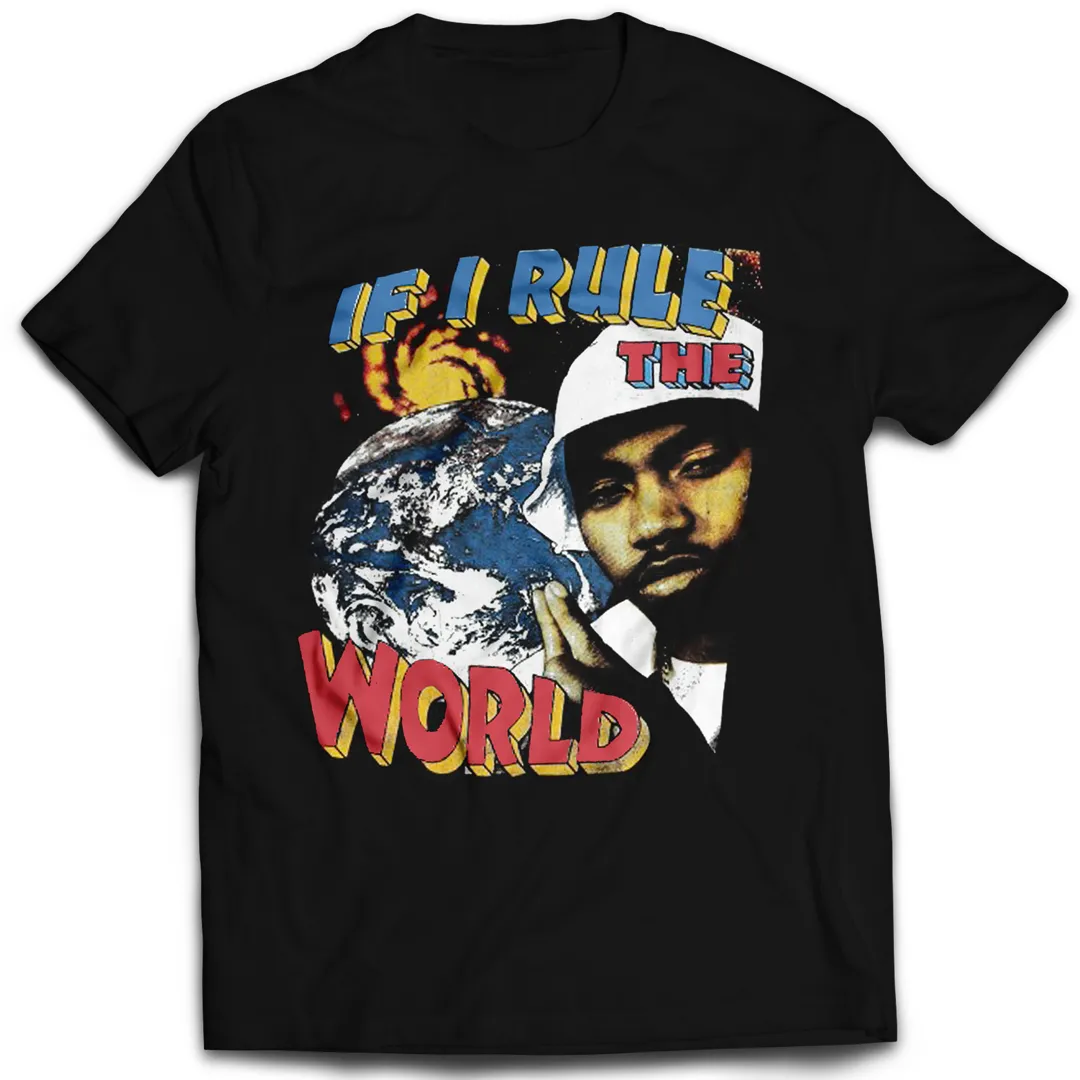 Nas If I Ruled the World Vintage Mint Black Tee